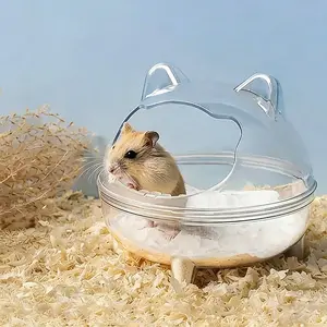 Hamster Sand Bath, Pet Hamster Bathroom, Small Animal Toilet, Large Space, Transparent Shower Room, Cage Accessories