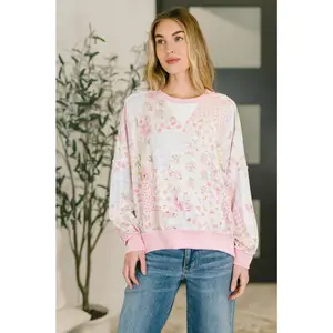 A LITTLE BIAS PRINTED PATCHWORK TOP