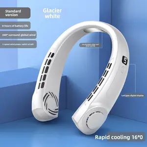 Ice porcelain cooling portable neck fan intelligent silent outdoor sports rechargeable wind running cycling camping walking