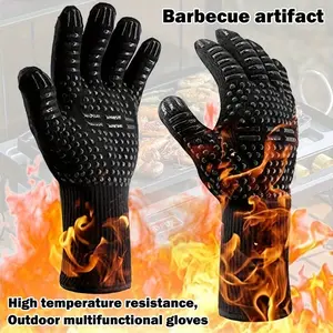 2pcs Heat Resistant Oven Gloves - Cut Resistant, Non-Slip Silicone BBQ Gloves for Kitchen, Grill, Camping, And Cookware