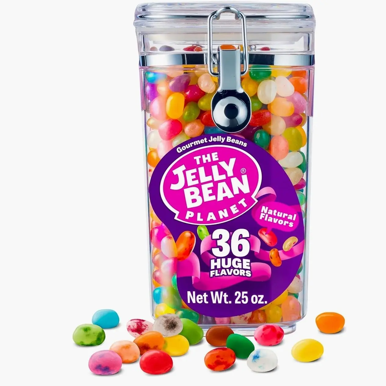 The Jelly Bean Planet, Gourmet Jelly Beans Bulk 25 Oz Jar - 36 Natural Fruit Flavors, Kosher Candy, Plant Based Colors - Gluten Free Jellybeans Easter Candy Gift, Allergen Friendly Basket Stuffers