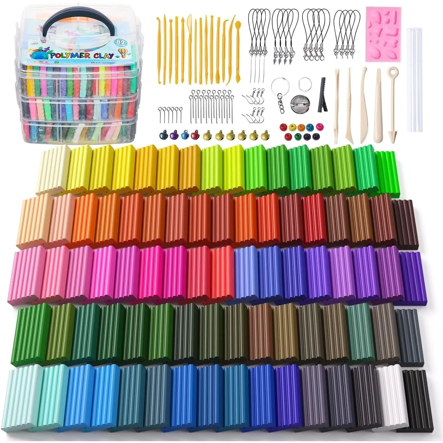 Polymer Clay, 82 Colors Clay Kit, Oven Bake Modeling Clay, Creative Polymer Clay Kit with Sculpting Tools and  Accessories, , Ideal DIY Clay Gifts for Adults and Teens
