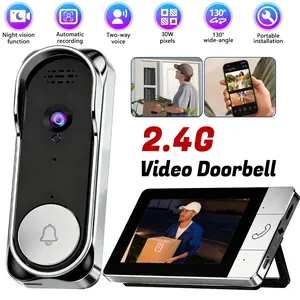 Wireless Video Doorbell with 4.3 Inch Color Screen, Night Vision, Waterproof Design, Long Battery Life, Supports Video Call and Two-Way Audio