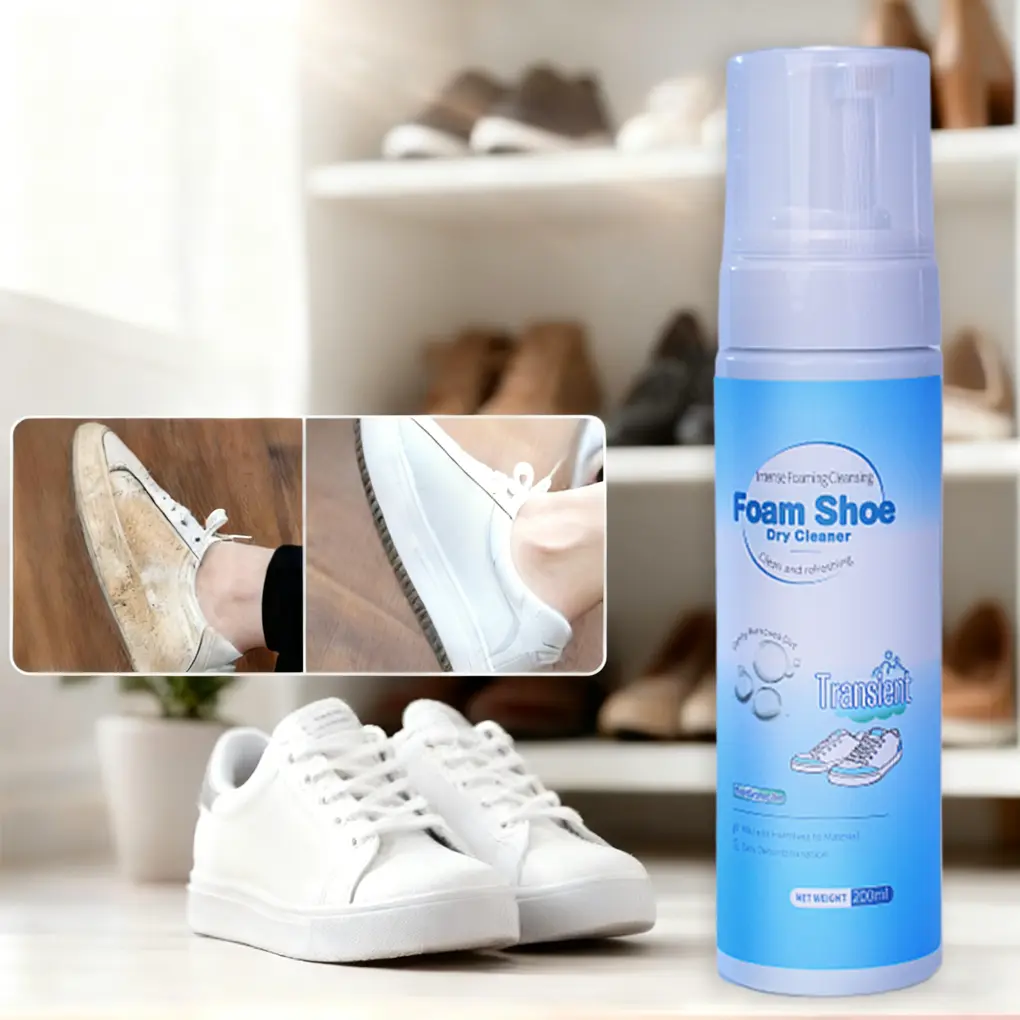 Shoe Cleaner 6.76 oz Sneaker Foam for Stains & Dirt Removal Safe for Leather Suede Nubuck Cotton Knits Quick Dry Formula for All Shoe Types - Bedroom