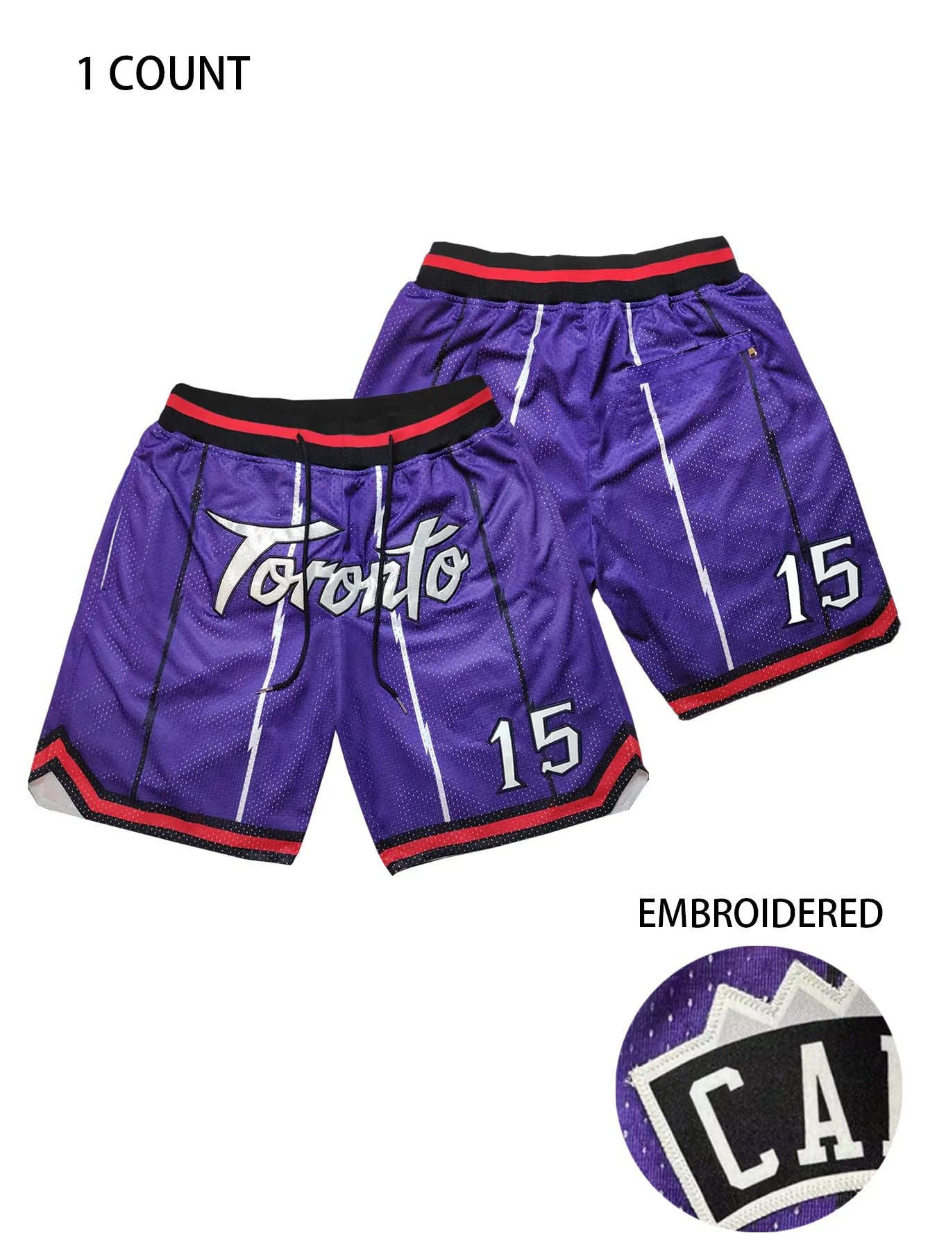 Men's Athletic Shorts,Toronto #15 Stitched,Basketball Shorts Men Active Gym Shorts with Pockets, Athletic Mesh Shorts, Sports Shorts