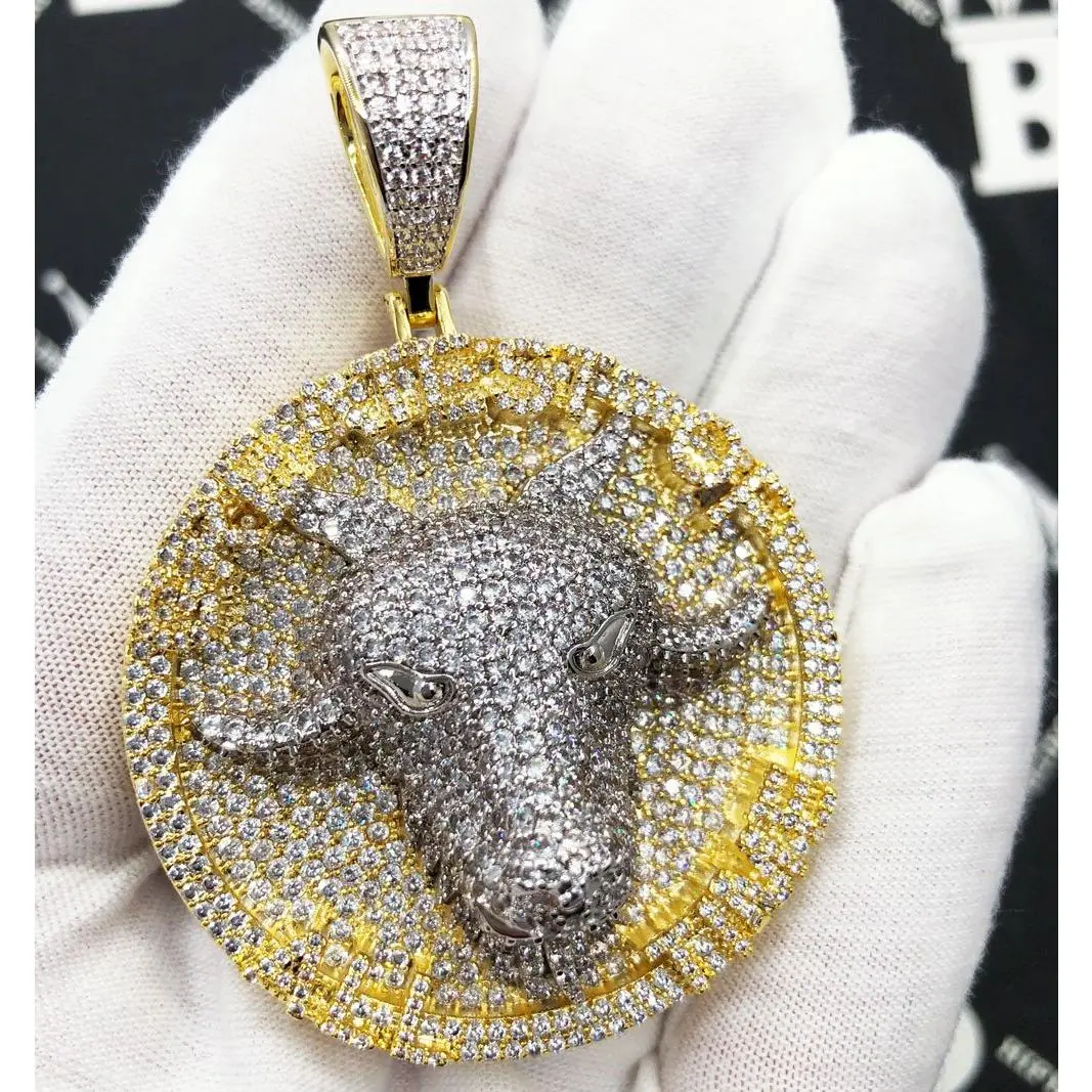 GOAT Greatest of all Time Circle CZ Iced Out Pendant