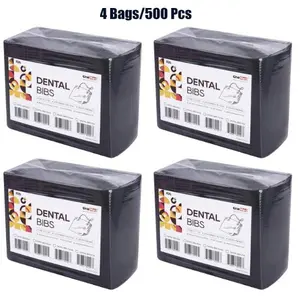 OneMed 500 PCS 13"x18" Disposable Dental Bibs 3 Ply Waterproof Black Dental Tattoo Bibs Dentist Clinic Medical Tray Cover and Nail Table Cover Cosmetics