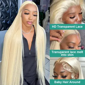 Melodie 250% 613 HD 40 42 Inches 13x6 Blonde Straight Lace Front Human Hair Wigs 13x4 Lace Frontal Wig 5x5 Glueless Ready To Go