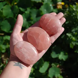 Large Rose Calcite Crystal Palm Stones