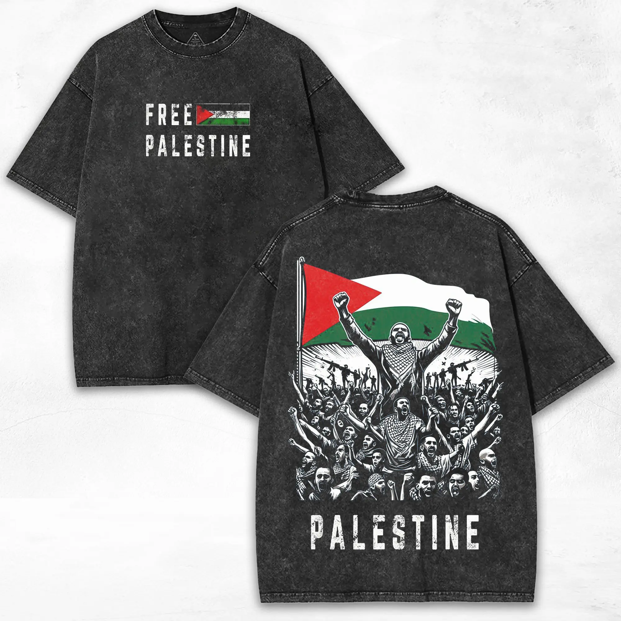 Peace & Freedom x Middle East Solidarity + Retro Graphic Design + Heavy Cotton Washed Tee + Collector Edition