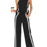 Casly Lamiit Women's 2-Piece Basic Soft Clothing Set - Mock Neck Sleeveless Tank Top (Vest), Wide Leg Pocket Chic Pants & Top Sets, Minimalist Striped Light Silky Outfit for Travel, Party, Women's Clothing