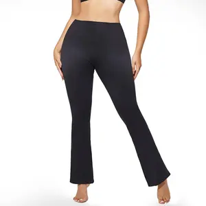 Suprenx Women's Ribbed Seamless Shapewear Fitness Yoga High Waisted Flared Pants Leggings Trousers Activewear