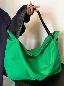 Women's Solid Color Tote Bag, Large Capacity Shoulder Bag for Work & Commute, Lightweight Fitness Bag, Simple Versatile Crossbody Bag for Daily Used