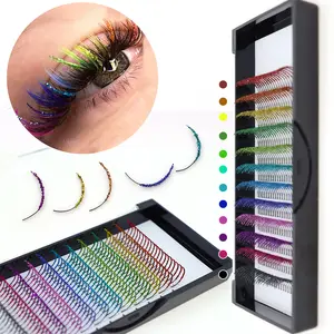 Colorful Glitter Lash Extensions – 3D Sparkling Eyelash Tray Mixed Colors, Soft & Lightweight Curled Lashes for Professional Grafting, DIY Makeup, and Festival Looks | Perfect for Christmas, Thanksgiving, New Year, Halloween, and Party Glam Salon Cosmetic