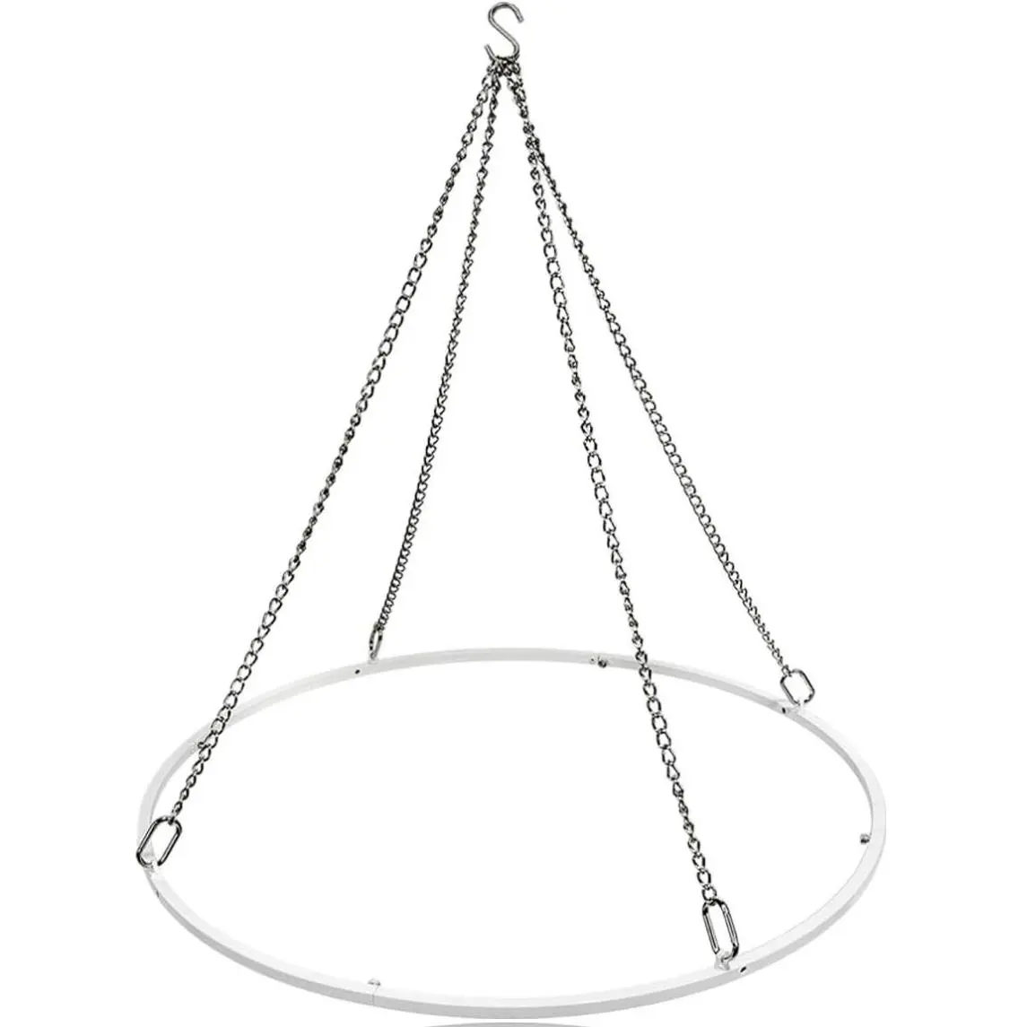 Hecis Sturdy Ceiling Draping Hanging Kit - 24in Round White Metal Hoop Hardware Set, Easy Assembly for 1-10 Chiffon Drape Panels, Lightweight Reusable Hanging Decoration Centrepieces for Wedding Decor