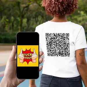 F@ck You QR Code Shirt, Back Print QR Code Message, Funny Saying Shirt, Gift for Friends, Adult Humor Funny Shirts, Trendy Scannable QR Code, Gift For Him, Gift For Her, Fathers day gift, Gift for dad