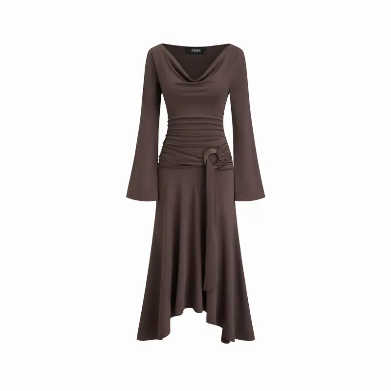 knee length dresses for ladies Cowl Neck Midi Dress | Midi Dress main image 0