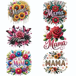 Flower Pattern Heat Transfer Sticker, 6 Counts/set DIY Creative Iron on Sticker, Washable Clothes Sticker for T-shirt, Canvas Bag, Pillow Decoration