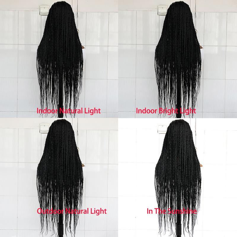 Premium Ultra Braid Synthetic Hair Full Lace Wig 30 Inch Long Braided Wigs for Women High-Quality Braids in Black for Stylish Looks and Versatile Uses