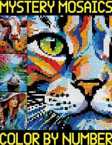Mystery Mosaics Color By Number: Easy and fun Pixel Art Designs for Adults, Color Quest Extreme Challenges for Relaxation