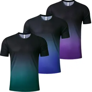 3 Pack Men's SummerVibes Crew Neck Sports T-Shirts Trendy Gradient Design Active Wear for Running & Athleisure, Athletic Apparel, Street Fitness