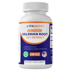 Vitamatic Valerian Root Extract 20:1 – Concentrated Botanical Extract Capsules – Non-GMO, Gluten Free – 240 Capsules