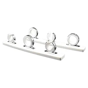 MARINE CITY 3 Rod Reel Fishing Rod Storage Hanger Rack 316 Stainless Steel White Poly Board Corrosion Resistant for Boats