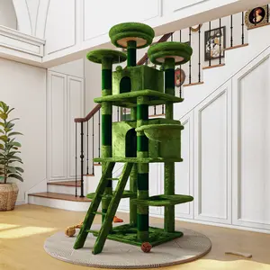 OPUL Large 70.87in Cat Tree W/2 Private Condos,3 Perches&Hanging Hammock,Skin-Friendly Short Plush&No Sharp Edges,Natural Sisal Scratching Areas,Safe & Stable for Multi-Cat Families,Kittens to Senior Cats