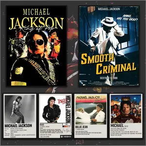 PIKPAKA M-Michael J-Jackson Music Album Cover Singer Cool Fashion Poster HD Sticky Waterproof Wall Art High Quality Print Aesthetic Home Living Bedroom Bathroom Hallway Decor Trendy Room Decoration Easy-To-Apply Gift Durable