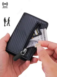 New Outings in Spring and Summer Travel Men's Business Minimalist Rfid Blocking Bank Credit Card Holder with Airtag Holder, Slim Card Holder, Money Bag, Leather Purses, Thin Wallets for Apple Airtags Tracker,Daily Use,Gifts,Father's Day