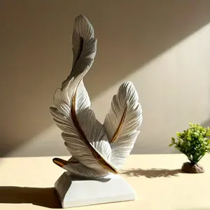 1pc Artistic Resin Feather Ornament Niche Premium Home Living Room Foyer Decor Model House Soft Furnishing New Home Housewarming Gift Artistic Resin Feather Sculpture for Living Room or Entryway Modern Chic Aesthetic Vibe