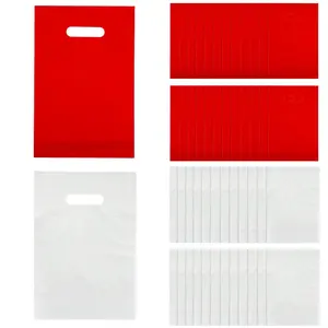 8 1/2" x 12" Bulk 100 Pc. Red & White Plastic Goody Bag Kit