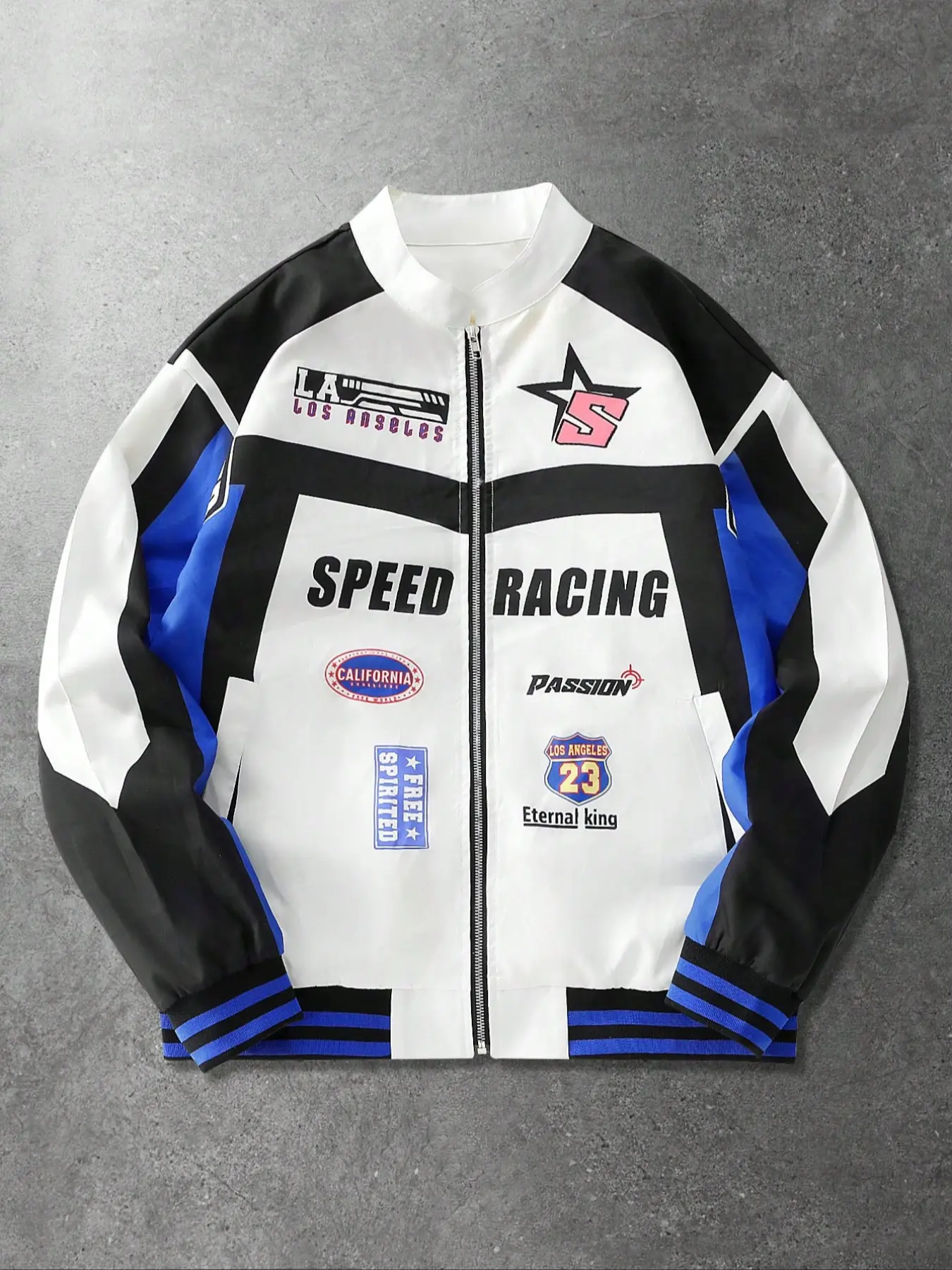 Oversized Speed Racing Jacket | Retro LA Streetwear Colorblock 