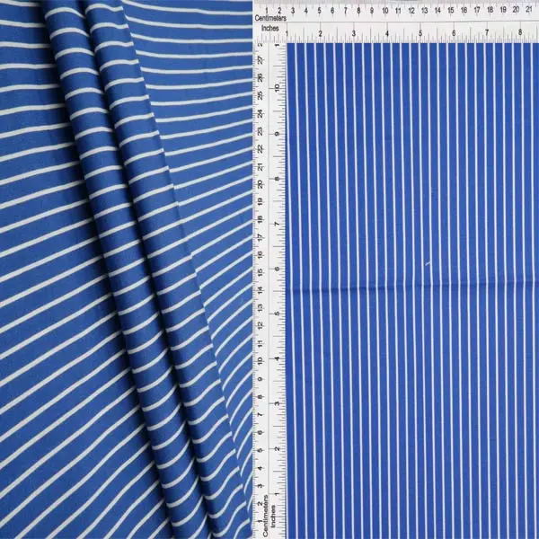 Classic Stripe Print Cotton Poplin Fabric, Stretch Woven Material for Casual Wear and Dressmaking, 57-58in Wide