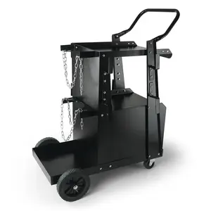 VEVOR Welding Cart, 2-Tier Heavy Duty Welder Cart with Anti-Theft Lockable Cabinet, 265LBS Weight Capacity, 360 °   Swivel Wheels, Tank Storage Safety Chains, Welding Cabinet for TIG, ARC, Plasma Cutter