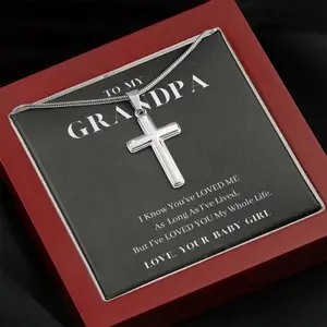 Cross Pendant Necklace, To My Grandpa, Love You My Whole Life, Grandpa Gift, Grandpa Birthday Gift, Granddaughter to Grandpa Gift, Present