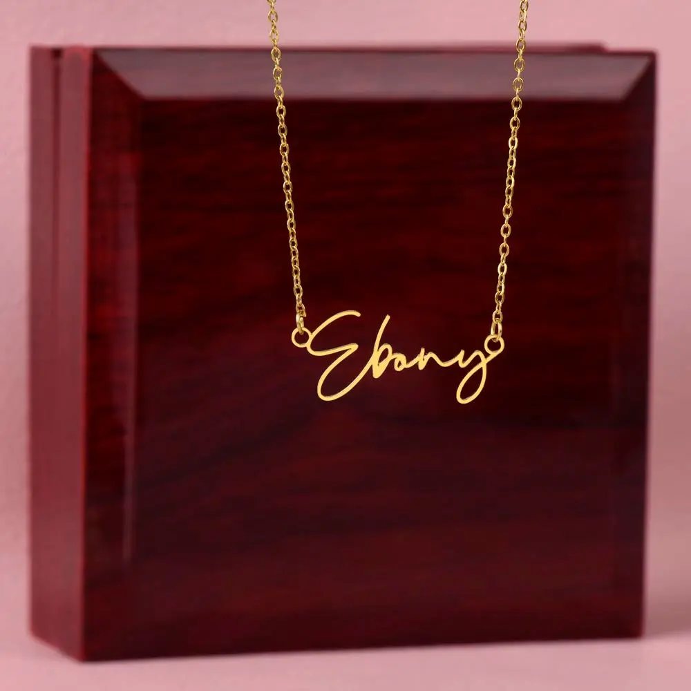 Women's Contemporary Personalized Signature Style Name Necklace - Gold-Plated Stainless Steel, Stylized Font, Adjustable Cable Chain, Luxury Box, Birthday/Anniversary Gift for Adults, Personalized Gift