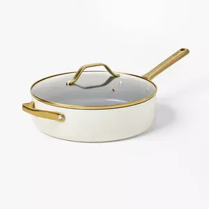5qt Nonstick Ceramic Coated Aluminum Saute Pan with Champagne Handle Cream - Figmint 5qt Nonstick Ceramic Coated Aluminum Saute Pan with Champagne Handle Cream - Figmint