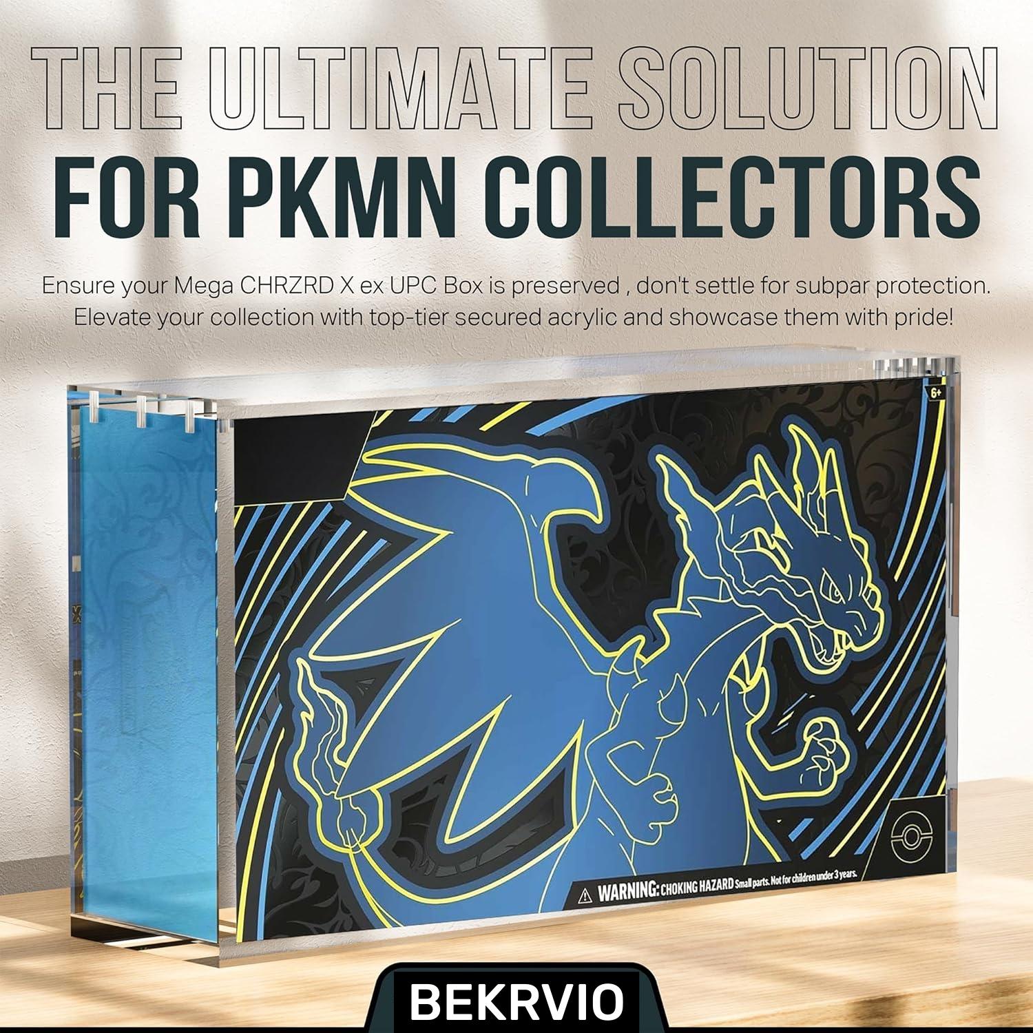 Acrylic Acrylic Display Case with Sliding  Lid for PKMN 151 UPC Mega Charizard ex UPC Storage Booster Box Trading Anime Graded Cards , 6MM Thick Magnetic Lid Protector  Holder Stackable
