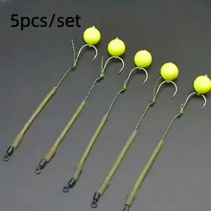 5pcs/ set Carp Fishing Group with Built- in Bead Hook, European Carp Fishing Method, Sea Pole Casting, Fishing Hooks