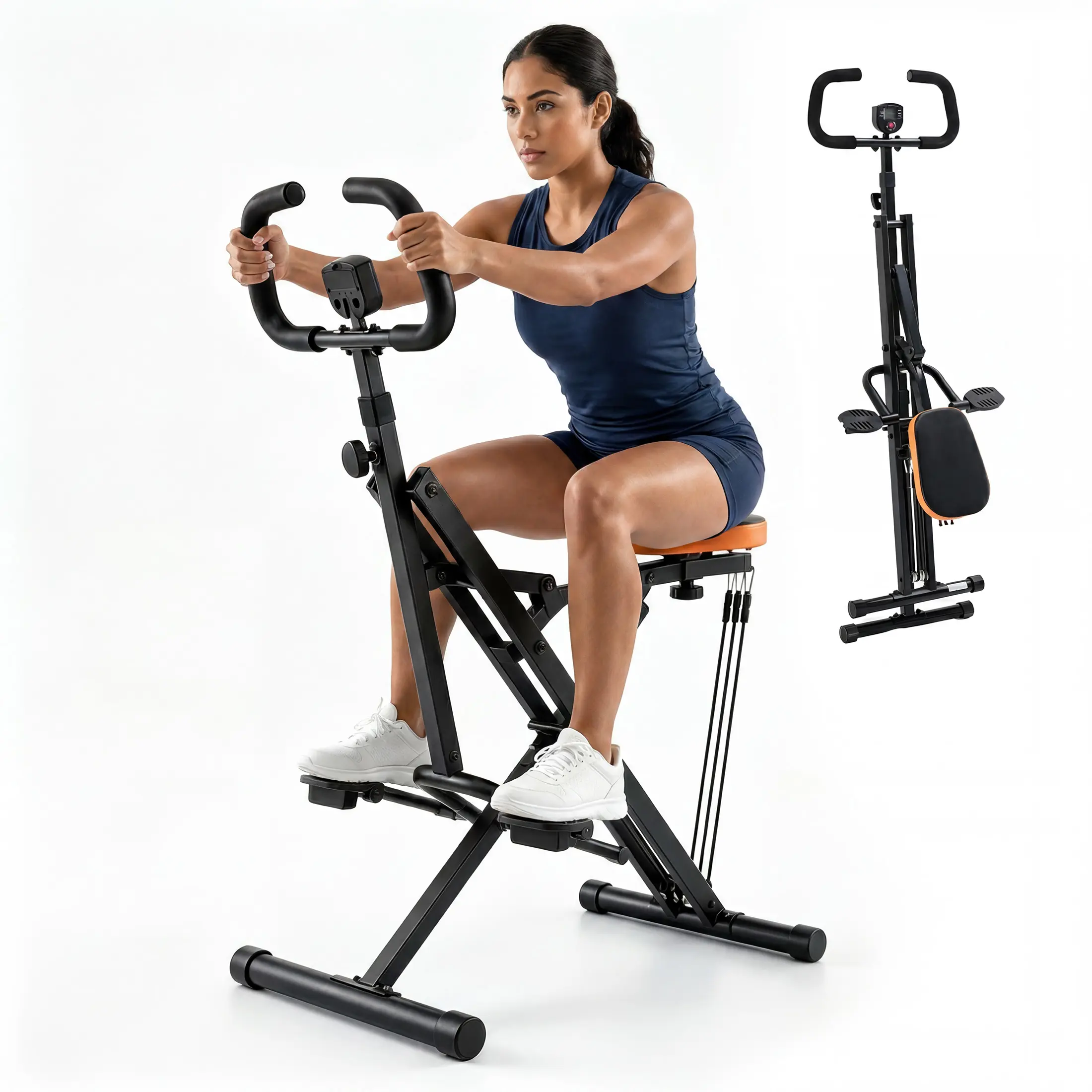 DUMOS Row Ride Glute & Leg Trainer with LCD Display Foldable Squat Assist Machine – Adjustable Resistance for Home Full Body Workout – Compact Exercise Equipment