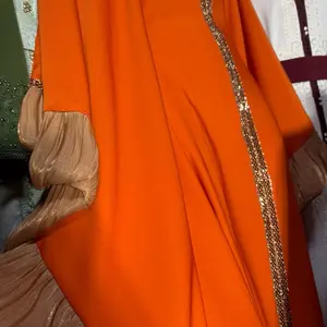 Dubai Crystal Abaya -olive green Color with Detailed Trim and Fringe Design