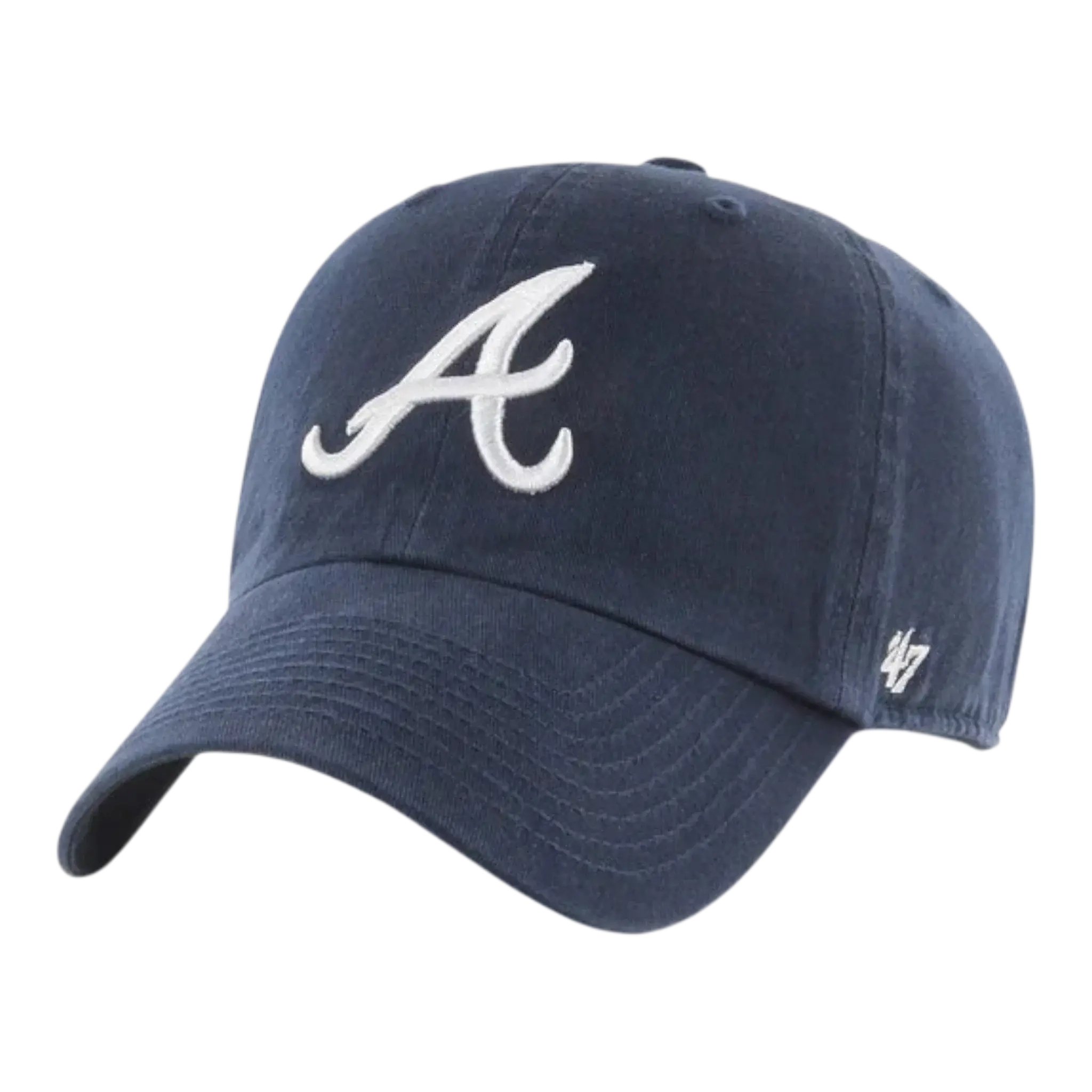 47 Brand Clean Up Atlanta Braves Strapback in Navy | Adjustable Cap