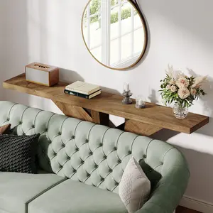 Tribesigns 70.9 Inches Long Sofa Table Behind Couch, Farmhouse Console Entry Table with Wooden Geometric Base for Entryway, Living Room, Brown