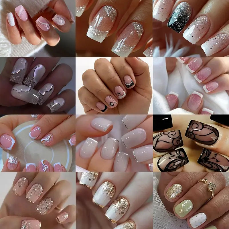 288pcs Almond Shape Nail Tips Set, Glossy Finish Acrylic Nails, Reusable DIY Fake Nails Extensions with Storage Box, Home Nail Art, Nail Art Supply, Nail Art Products, Ideal for Women & Girls, Square Nails
