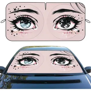 Cute Funny Eyes Car Windshield Sunshades Anime Cartoon Girl Eyes Heatshield Front Window Car Sun ​ Shade Windshield Blocks UV Rays Sun Visor Protector for Car Sedan Truck SUV Accessories 59"L x 31.5"W