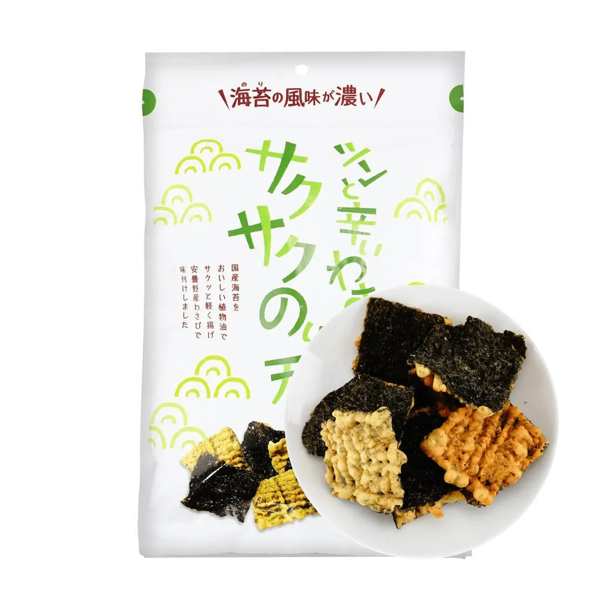 MARUKA Japanese Spicy Wasabi Nori Seaweed Snacks, 65g - Crispy Roasted Seaweed Chips, Savory Umami Flavor, Perfect Snack for Adults & Kids