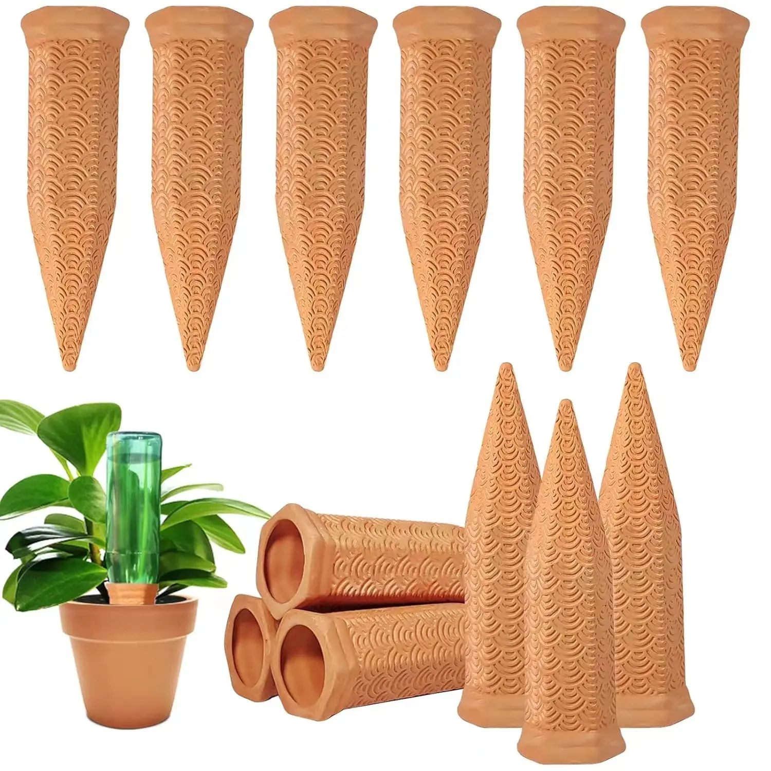 Watering Spikes 12 Pack,Terracotta  Watering Spikes  Bottle Automatic  Waterer for Watering Indoor and Outdoor  While on Vacation -   Self-Watering Device