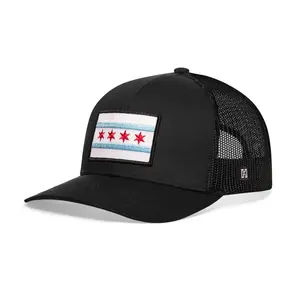 Chicago Flag Trucker Hat  |  Black City Snapback