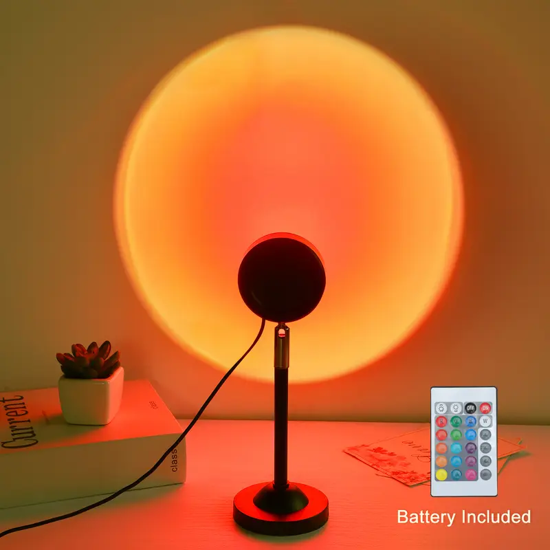 Fall Sunset Lamp Projector Light 180° Adjustable Sunset Mood Lamp, 4 Modes, Remote Control RGB Ambient Night Light for Bedroom, Gaming Room, Live Streaming Photography & Parties Home Wall Decor Party Live Streaming Christmas Gift